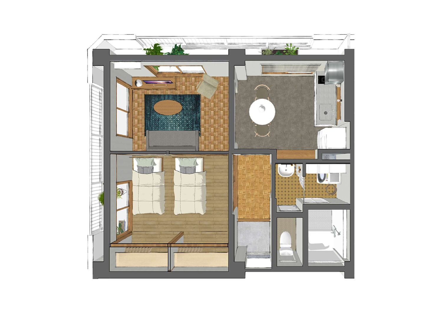 ハイツ三輪B棟 201号室/ リノベーション ※2DK 入居者募集
